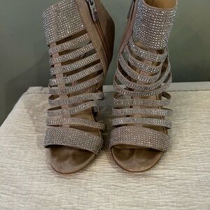 Vince Camuto Women's Strappy Rhinestone Sandals - Taupe